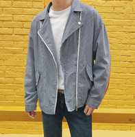 FINDSENSE H1秋季 新款 日本 文藝 條紋拼色 夾克 時尚  個性 連帽 長袖外套 潮男 上衣