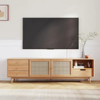 LINSY HOME 78.7 inch Long TV Stand for Living Room, Farmhouse Entertainment Center with Storage Cabinet, Solid wood, TV Console