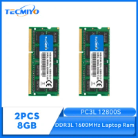TECMIYO 2X8GB DDR3L 1600MHz SODIMM Laptop Memory RAM DDR3 8GB 1600MHz SODIMM 1.35V PC3L-12800S Non-ECC - Green