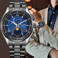 CITIZEN 星辰 星空藍 限量 月相 超級鈦 光動能電波萬年曆手錶 新春送禮 BY1007-60L