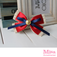 【MISA】蕾絲髮夾 緞帶髮夾/小海錨蕾絲紅緞帶髮夾 髮飾(2款任選)
