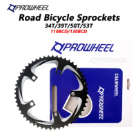 PROWHEEL 34T/39T/50T/53T Chainwheel Road Bicycle Sprockets 110BCD 130BCD Crankset Chainring 9/10/11 Speed Bike Tooth plate Parts