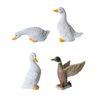 Duck Statue Miniature Figurines Landscape Ornaments Gift Decoration Animal Sculpture for Terrarium Bookshelf Flowerpot Garden