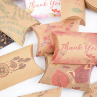 10/20pcs Pillow Shape Kraft Paper Packaging Box Chocolate Candy Gift Box Case Wedding Birthday Baby Shower Party Favors Gift Bag