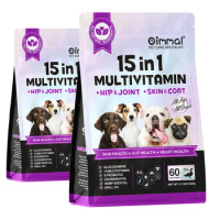 15 in 1 Multivitamin for Dogs Help Hip Joint Skin and Coat 2*60 Soft Chews Support Skin Gut Heart Health Glucosamine Duck Flavor