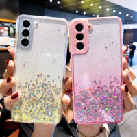 Gradient Sequins Glitter Phone Case For Samsung Galaxy S21 FE S22 S23 Plus Ultra A52s A53 A54 5G Soft TPU Cover L02