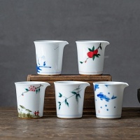 白瓷茶海手繪陶瓷公道杯分茶器單個家用功夫茶具配件大號