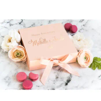 Personalized pink Anniversary Gift Box biack Wedding Gift Box Real Foil Couple Gift Box rose gold Will you be my bridesmaid box
