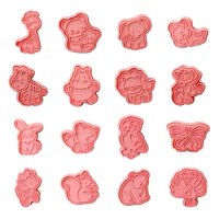 16Pcs Cartoon Animal Biscuits Mold Cookie Stamps Set Fondant Biscuits Pastry Cookie Cutters for DIY Cake Baking