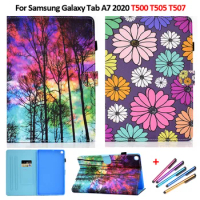 For Samsung Galaxy Tab A7 2020 Case Flower Printed Wallet Stand Cover Funda For Galaxy Tab A7 Case SM-T500 SM-T505 Child Girls