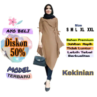 Tunik Muslim Dewasa Lengan Panjang Tali Serut Model Atasan Wanita Kekinian Terbaru Warna Merah Marun