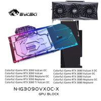 Bykski GPU Water Block For Colorful iGame RTX 3090 3080Ti 3080 Vulcan / Neptune , GPU Cooler Liquid Cooling, N-IG3090VXOC-X