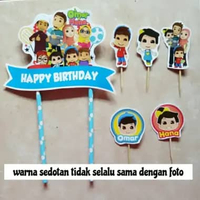 hiasan nasi tumpeng hiasan kue ulang tahun cake topper satu set tema Omar & Hana / Omar dan Hana