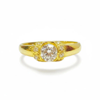 Double Bloom 22K Gold & Shimmering Zircon Ring (2.93g/Size: 16)