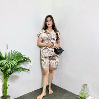 PIYAMA V NECK CELANA PENDEK | PIYAMA RAYON KEKINIAN | BAJU TIDUR MURAH