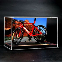 全城熱賣 - 公路騎行自行車合金模型單車車模收藏擺件創意手辦送朋友騎友禮物紅色-1:8公路自行車+燈光背景盒A款