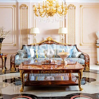 British new classical fabric sofa high-end European villa living room solid wood sofa
