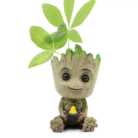 กระถางดอกไม้ Guardians of the Galaxy รูปต้นไม้ Groot รูปนกนั่งบนต้นไม้