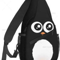 Cute Penguin Cartoon Sling Backpack Crossbody Bag Adults Teens Sling Bag Daypack for Travel Hiking Sports