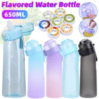 Flavored Water Bottle 7 Flavour Pods Air Water Up Bottle Frosted Black 650ml Air Starter Up Set Water Cup With Straw Flavor Pods