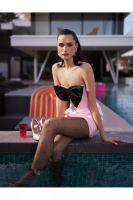 KOTON 無肩帶緞面晚裝連身裙 蝴蝶結細節 迷你長度 修身剪裁