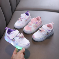 Kids Girls Shoes Children Sneakers Girls LED Light Frozen Princess Casual Sport Shoes Student Pink