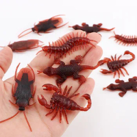 10PC Halloween April Fool's Day Prank Simulation Fake Cockroach Toy Cockroach Centipede Scorpion Gecko Spoof Scare Props