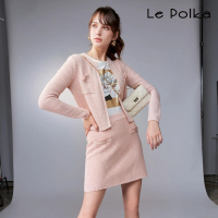 【Le Polka】小香風氣質石英粉針織短裙-女(套裝/裙裝)
