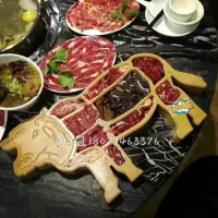Tableware Sheep Uncle Hot Pot Long Wooden Board Instant-Boiled Mutton Special Creative Poetic Dishes Japanese and Korean