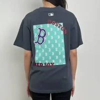 Kaos MLB NY BOSTON MONOGRAM SQUARE TOSCA BACK GREY Tshirr 100% ORIGINAL XL