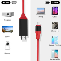 4K@30Hz Type C to HDMICable for iPhone 15 USB 3.1 Type-C to HDMI-Compatibl for Home Office For MacBook Pro/Air Mobile Phone iPad