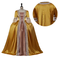 TV Queen Charlotte Cosplay Marie Antoinette Costume Vintage Victorian Dress Gold Rococo Dress Regenc