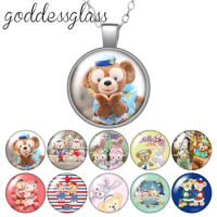 Disney Duffy and friends Stella Lou Shellie May Round Glass glass cabochon silver plated/Crystal pendant necklace jewelry Gift