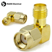 RP SMA Male to SMA Female Right angle 90 Degree Gold-Plated RF Adapter for WIFI Antenna / 2G/3G/4G LTE Antenna/Extension FPV RF