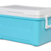 Igloo 48 QT. Laguna Hard-Sided Ice Chest Cooler, Aqua Blue and White