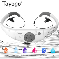 Tayogo W12 HIFI Swimming Headset MP3 Music Player with Bluetooth FM Radio Pedometer IPX8 Waterproof Headphone Sports Mp3 Player