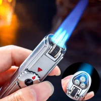 Jobon Powerful Turbo Gas Triple Torch Lighter, Metal Windproof Portable Outdoor Lighter, Men's BBQ Airbrush Gadget Gift