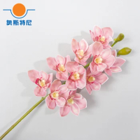 1pcs pink color artificial Cymbidium orchid bouquets&Cymbidium faberi artificial bouquets&artificial