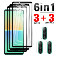 6-in-1 Black Edge Tempered Glass For Sony Xperia 1 V 10 IV Camera Screen Protector for Sony Xperia1 II Xperia10 III Cover Films