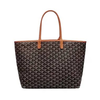 Goyard Saint Louis PM Tote Bag Black Tan Brown