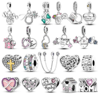 925 Silver Little Girl Love Mom Forever Infinity Infinite Dangle Charm Beads fit Pandora Original Women Bracelet Jewelry