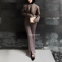 Bayleaf.id Joya Scuba Pants / Celana Highwaist Cutbray Belah Depan S BLACK