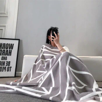 Cashmere Blanket Shawl Geometric Lines Thick Sofa Throw Bed Cover Hotel Office Nap Warm Cover Home Decoration