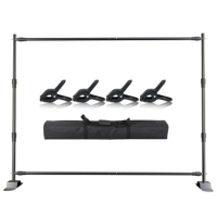 SH New 2.4*3M Double-Crossbar Backdrop Background Stand Frame Support System For Photography Photo Studio Video Optional Clip