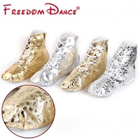 Belly Pole Dance Boots For Women Gold Silver Colors Jazz Dance Shoes Soft Split Soles Dance Boots Ballet Yoga Dance Studio Shoes