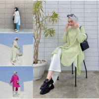 MURAHWHOLESALE FINLEY LONG SHIRT BLOUSE MUSLIMAH LOW FRONT ASYMMETRICAL HIPSTER CASUAL BLOUSE