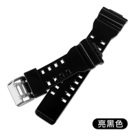 Watchband / 16mm / G-SHOCK 凸口替用錶帶 橡膠錶帶 - 亮黑色/霧黑色