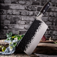 鍛打錘紋菜刀斬切兩高碳鋼髮黑剁雞切肉廚房刀具