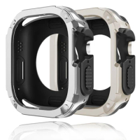 2 in 1 Case for Apple Watch Series 9/8/7/SE/6/5/4 Ultra 41mm 45mm 40mm 44mm 49mm TPU + PC Shockproof Protector Bumper for Iwatch