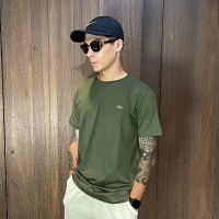 美國百分百【全新真品】Lacoste 短袖 棉質 T恤 鱷魚 上衣 T-shirt logo 軍綠 CN31